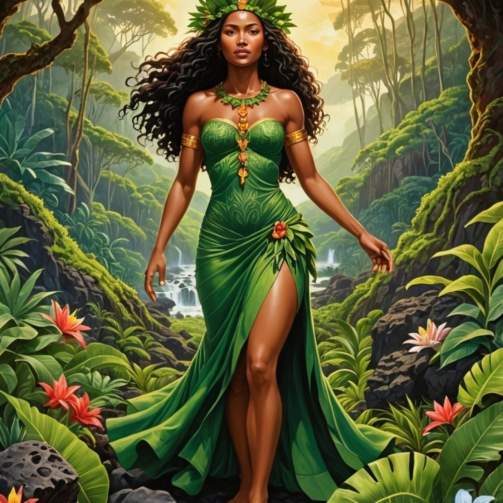 Hiʻiaka:Goddess of Healing In A Frame 8x10 A.I. Art Print - Picture 2 of 2